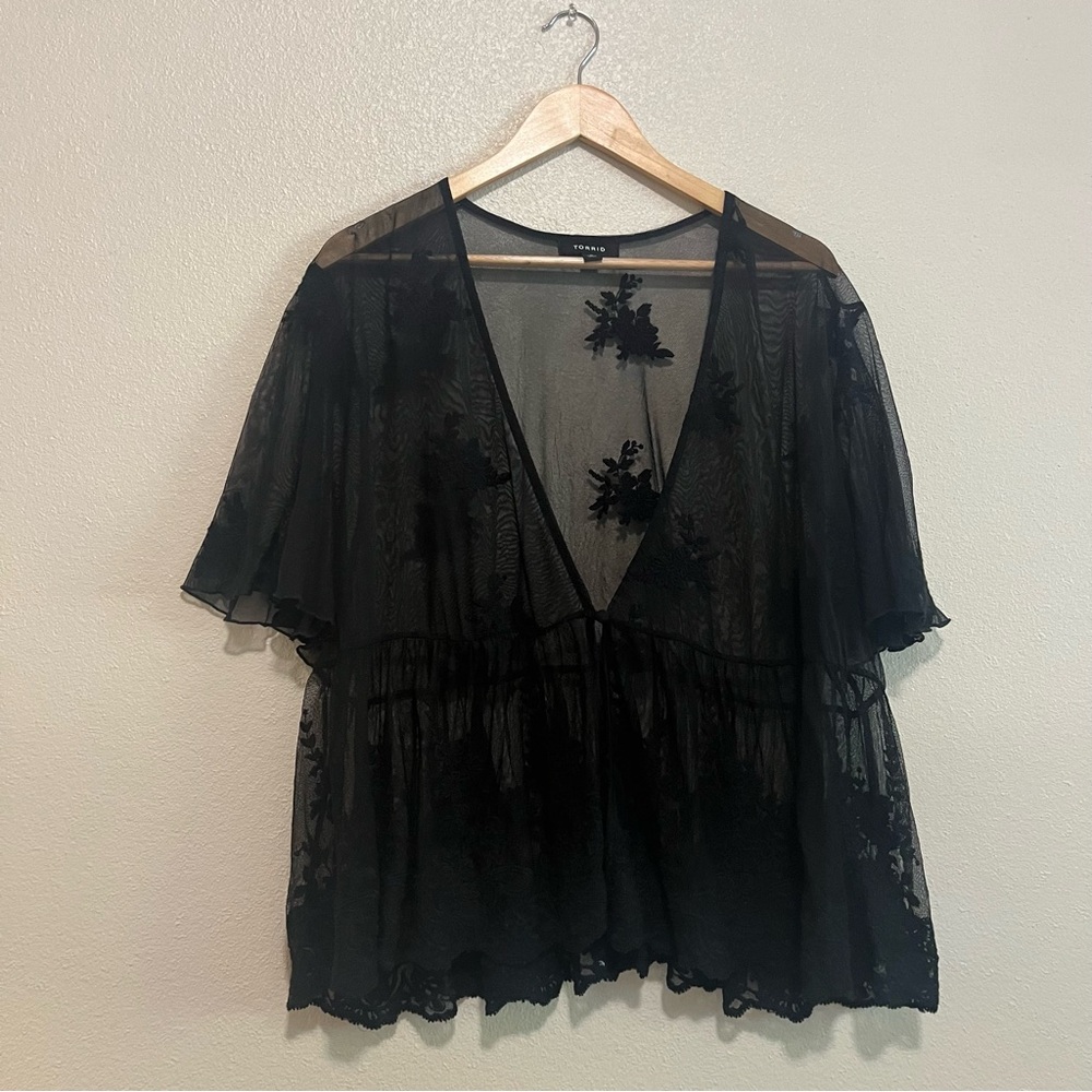 Sheer Floral Mesh Top